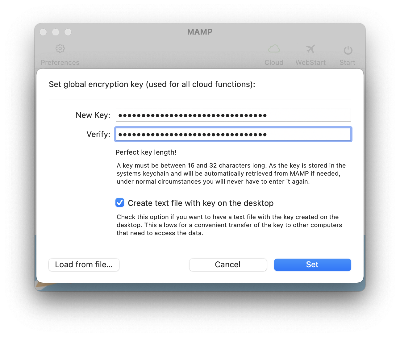 access the encryption key for mac